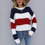 Women's Striped Sweaters Pull Femme Autumn Winter Clothes Women Jersey Pullover Long Sleeve Tops Knitted Sweater Jumper.