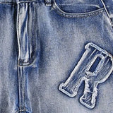 Woloong Patchwork Women's Jeans Y2K Streetwear Baggy Straight Cargo Pants Punk High Waist Wide Leg Denim Trousers 90s Vintage