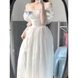 France Fairy Sweet Dress Women Vintage Evening Party Midi Dresses Casual Designer Chic Princess Retro White Dress