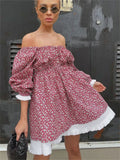 Printed Off-Shoulder Ruffled Mini Dress For women Square Collar Fashion Casual Elegant Party Dress Evening Mini Dress