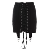 Gothic Y2K Vintage Mini Skirt Women Punk Patchwork Summer High Waist Skirt Bodycon Eyelet Lace Up Aesthetic Sexy Skirts