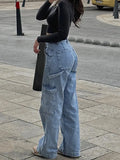 Woloong High Waist Sexy Jeans Women Clothing Vintage Aesthetics Fashion 90s Casual Baggy Denim Y2K Streetwear Wide Leg Straight Trousers