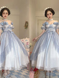 Flower Wedding Lolita Dress Light Gradient Blue Rose Fairy Princess Kawaii Sweet Elegant Lolitas Tea Party Dresses Victorian