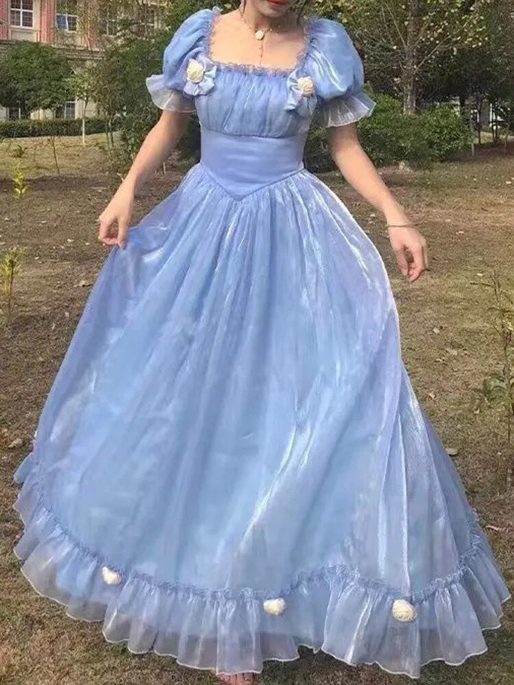 France Fairy Sweet Dress Women Vintage Evening Party Midi Dresses Casual Designer Chic Princess Retro White Dress