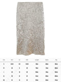 Long Silver Skirt For Women Summer Metallic High Fashion A Line Glitter Slit Midi Skirt Designer Clothes