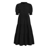 Women Dress  Autumn Turn Down Neck Long Lantern Sleeve Dresses  Bohemain Vestidos Knee-Length Sundress