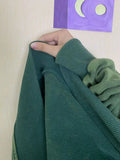 Womens Clothing Green Vintage Street Sweatshirt Hoodie Letter Printing Long Sleeves Casual Warm Oversize Baggy Ladies Tops