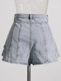 Woloong Irregular Hem Shorts For Women High Waist Pathchwork Button Loose Casual Denim Short Pants Female Fashion Clothing