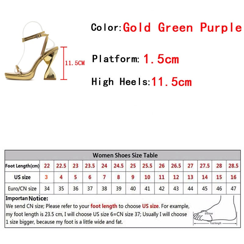Ladies Elegant Purple Strange High Heels Waterproof Platform Sandals For Women Design Summer Party Dress Chunky Shoes