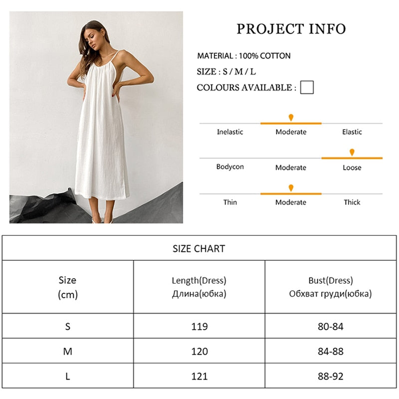 Cotton Night Dress Women Sexy Spaghetti Strap Nightwear White Loose Long Woman Dresses Split Autumn Pajamas Solid