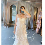 Woloong Party Dresses White Pretty Elegant Mermaid Prom Spaghetti Strap Sleeveless 3D Appliques Women Cocktail Night Gowns Custom Made