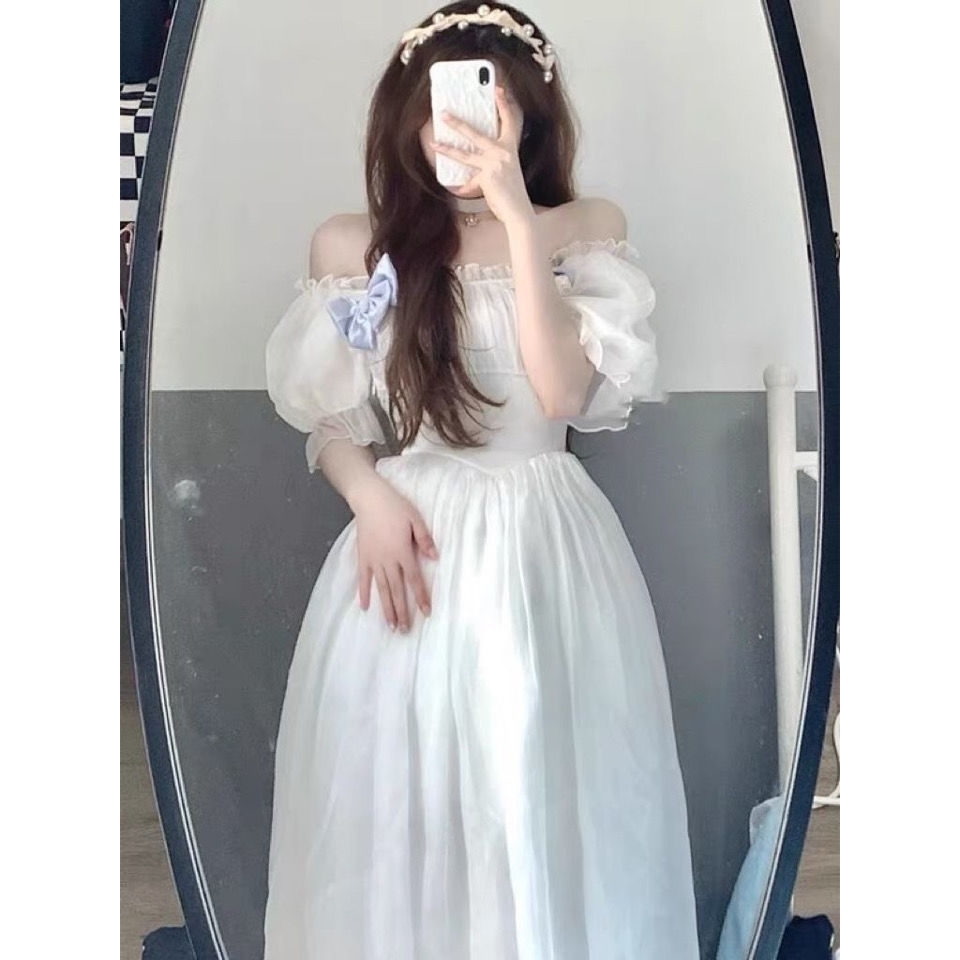 France Fairy Sweet Dress Women Vintage Evening Party Midi Dresses Casual Designer Chic Princess Retro White Dress