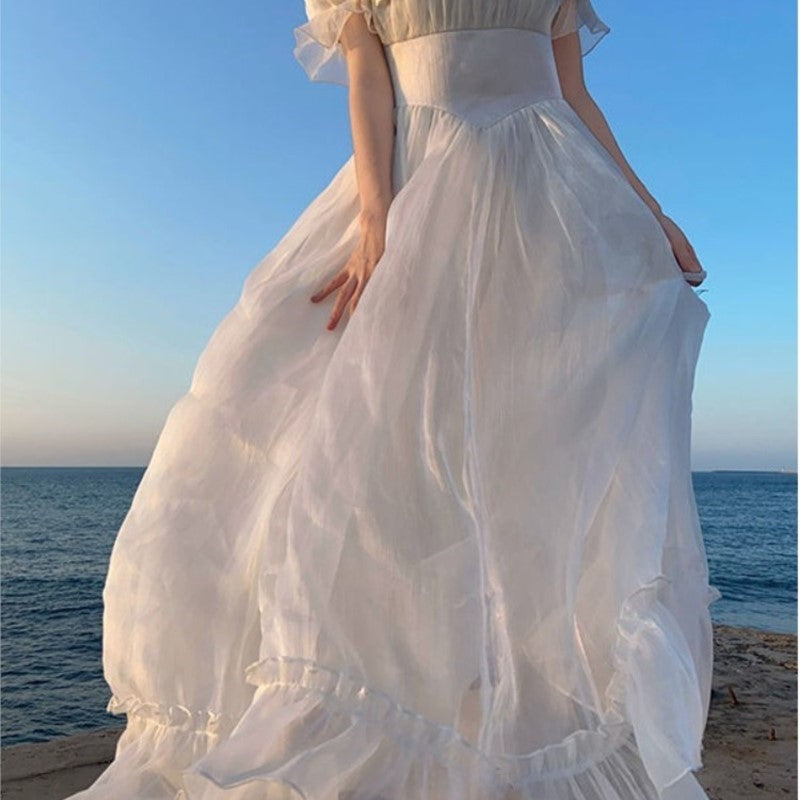 France Mesh Lolita Dress Women Summer Blue White Black Gothic Evening Party Dresses Sweet Korean Princess Fairy Dress