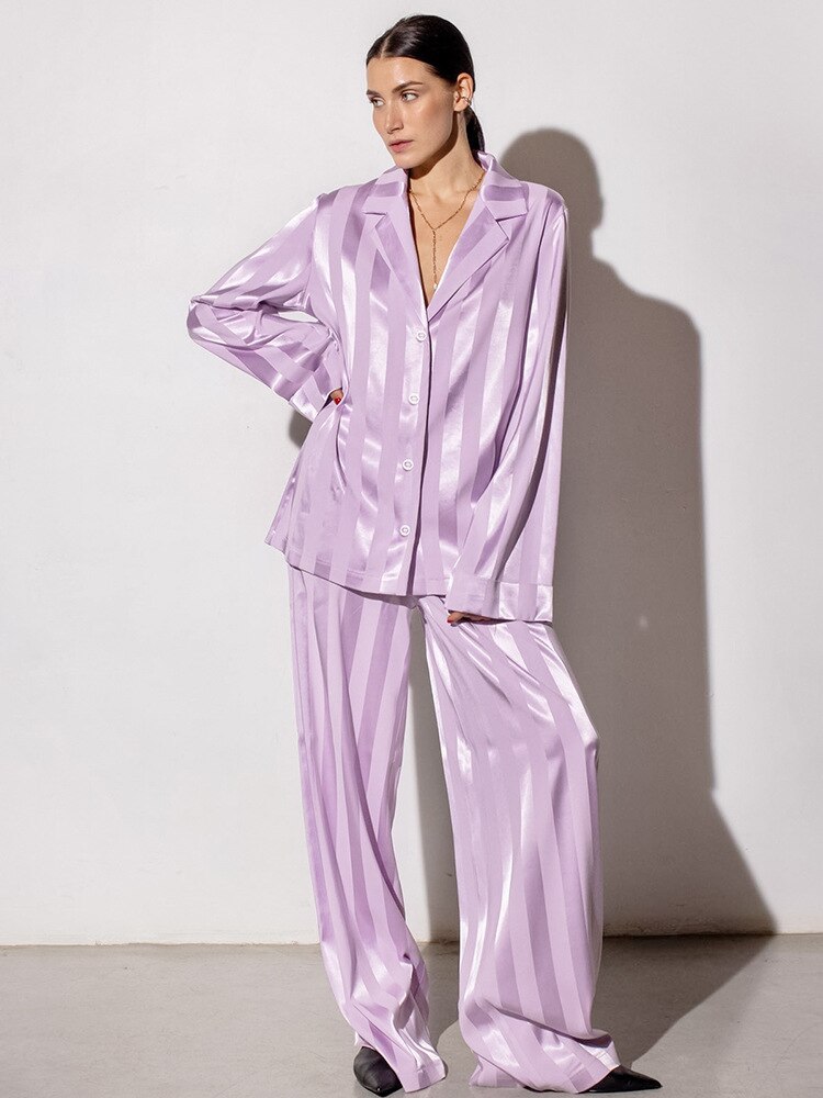 Autumn Elegant High-end Casual Office Lady Shirt Set Nature Loose Full Sleeve + Long Wide Leg Pants Women 2 Piece Set