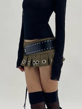 Punk Low Rise Y2k Mini Pleated Skirt With PU Belt Summer Hot Sexy Super Short Skirt Vintage Grunge 2000s Women's Outfits