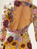 Flower Embroidery Women's Dress Sexy Hip Package Long Sleeve Bodycon Female Dresses  Spring Summer Elegant Mini Vestidos