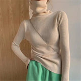 Simple Turtleneck Sweater Women Autumn Winter Casual Solid Color Slim Elastic Knit Pullover Female Soft Warm Jumper Basic Tops