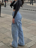 Woloong High Waist Sexy Jeans Women Clothing Vintage Aesthetics Fashion 90s Casual Baggy Denim Y2K Streetwear Wide Leg Straight Trousers