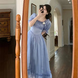 France Fairy Sweet Dress Women Vintage Evening Party Midi Dresses Casual Designer Chic Princess Retro White Dress