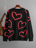 Loose Heart Contrast Color Sweater Oversize Women Autumn Winter Knitted Pullovers Oversized Sweaters For Women