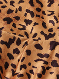 Leopard Split Thigh Sexy Sling Dress For Women V Neck Sleeveless High Waist Colorblock Midi Dresses Female Clothing