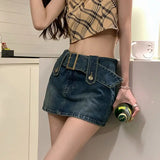 Woloong Women Slim Bodycon Denim MINI Shorts Skirt