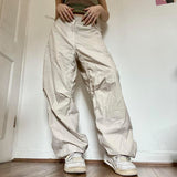 Women Oversized Tech Pants Casual Solid Drawstring Low Waist Baggy Trousers Y2K Vintage Hippie Joggers Cargo Pants Streetwear