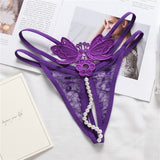 Woloong Sexy G-Strings Slimming Panties Chain Yellow Thong Butterfly Embroidery Ladies Underwear Hollow Out Woman  Lingerers
