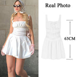 Elegant Casual Women's Dresses Cotton White Dress Sexy Birthday Dress V Neck A Line Holiday Lace Party Dresses Vintage