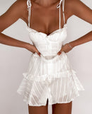 woloong Summer Cotton White Dress Women Sexy Transparent Backless Bodycon Dress Vacation V-Neck Jacquard Party Mini Dresses Woman