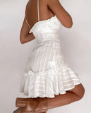 woloong Summer Cotton White Dress Women Sexy Transparent Backless Bodycon Dress Vacation V-Neck Jacquard Party Mini Dresses Woman