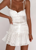 woloong Summer Cotton White Dress Women Sexy Transparent Backless Bodycon Dress Vacation V-Neck Jacquard Party Mini Dresses Woman