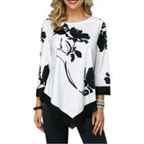 New Spring 5XL Large Size Women T Shirt Casual Irregular O-Neck Lace Splice Floral Printing Tee Shirt Women's Tops Plus Size 4XL