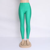 New 20 Candy Colors Solid Fluorescent Leggings Women Casual Plus Size Multicolor Shiny Glossy Legging Female Elastic Pant