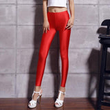 New 20 Candy Colors Solid Fluorescent Leggings Women Casual Plus Size Multicolor Shiny Glossy Legging Female Elastic Pant