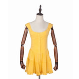 Woloong  vintage ladies dresses beach ruffle yellow casual mini sexy dress vestidos bohemian elegant Summer dress