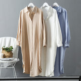 Woloong Long Sleeve Long Shirt Dress Spring Autumn Casual  Buttons Loose Dresses Robe Femme Vestido