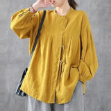 100% Cotton Oversized Shirt Women Autumn Long Sleeve Casual Tops New Vintage Style Solid Color Woman Blouses Shirts