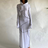 Fall Winter Hooded Long Dress Women Cotton Full Sleeve Bodycon Dresses Female Streetwear Casual Skinny Vestidos Outfits
