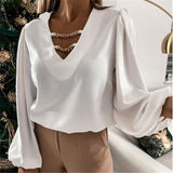 Woloong Sexy Lace Women Shirts V neck Long Sleeve Spring Autumn Tops Daily Blouses Female Elegant OL Office Blouse Casual Lady's Shirt