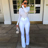 Woloong Cotton White High Waist Casual Flared Jeans Women Spring New Slim Slimming Denim Trousers Office Lady Denim Flared Pants