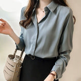 Spring Women New Fashion Blouses Solid Plus Size Female Clothes Loose Shirt Long Sleeve Blouse Simple OL Feminine Blusa