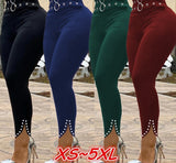 Women High Waist Skinny Stretchy Pencil Pants with Belt Ladies Sexy Slim Fit Leggings Female Hip Lift Long Trousers