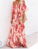Woloong Floral Print Dress Slim Sexy Off The Shoulder Long Dress Irregular Female Streetwear New Dress Casual Autumn And Winter