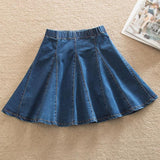 Woloong Denim Skirt With Ruffles 6XL 7XL Plus Size Jeans Skater Woman High Waist Bottom Female Casual Pleated Micro Mini Short Jurken