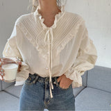 Alien Kitty New Arrival Hollow Out Vintage Elegant Tops Women Shirt Solid Long Sleeve Korean Style Loose Blouses Blusas
