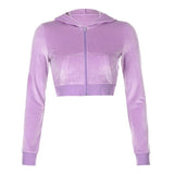 Y2k Clothes Dollskill Zip Up Hoodie Cropped Long Sleeve Purple Top Vintage Autumn Women Pullover Ropa Color Lila Indie Kid