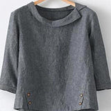 Woloong Cotton Linen New Women Autumn Plus Size 5XL Long Sleeve Button Solid Color Casual T Shirts Women Fashion Clothing