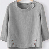 Woloong Cotton Linen New Women Autumn Plus Size 5XL Long Sleeve Button Solid Color Casual T Shirts Women Fashion Clothing