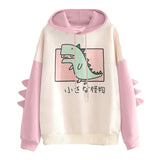 Fashion Women Sweatshirt Casual Print Long Sleeve Splice Dinosaur hoodies Sweatshirt Tops